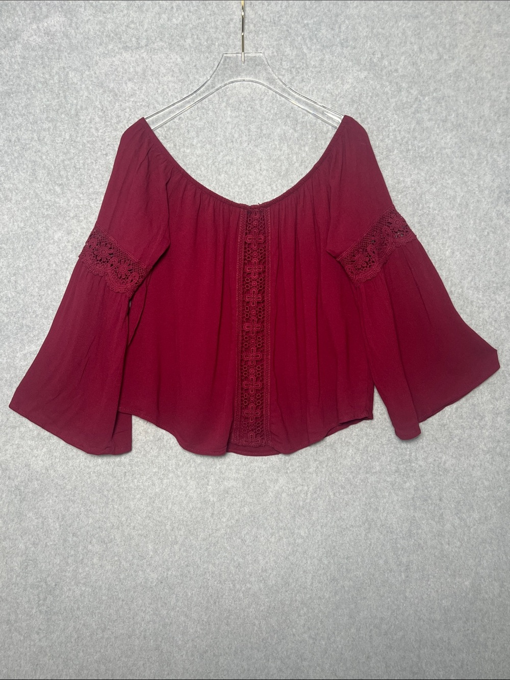 Ambiance Women’s Off The Shoulder Maroon Blouse Sz M
